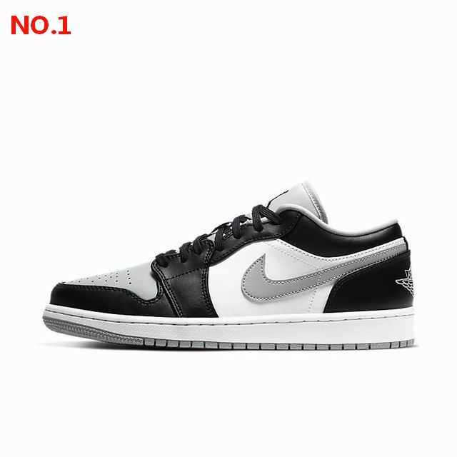 Air Jordan 1 Low Shoes Black Grey White ;
